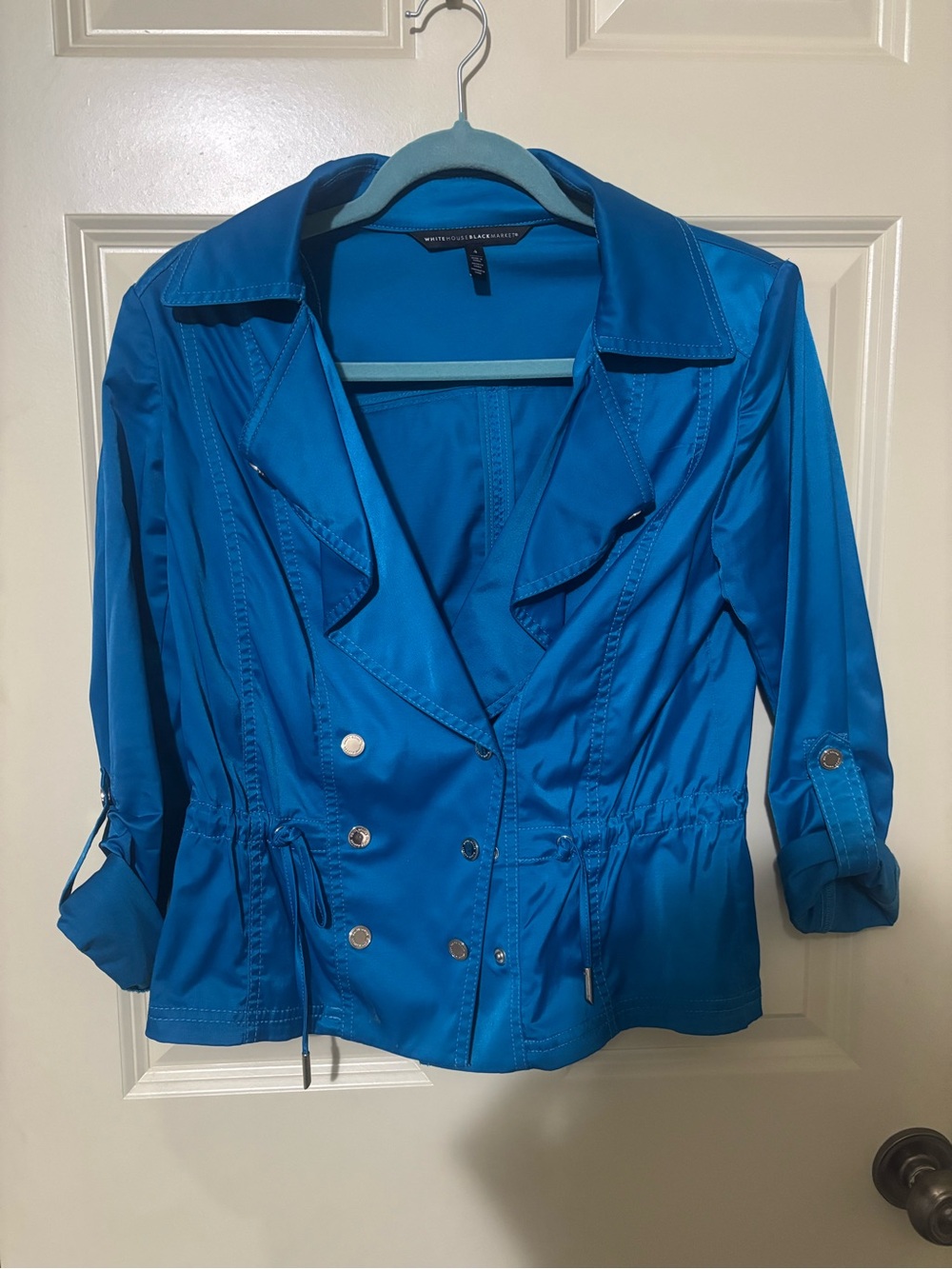 White House Black Market Vibrant Blue Drawstring Utility Jacket